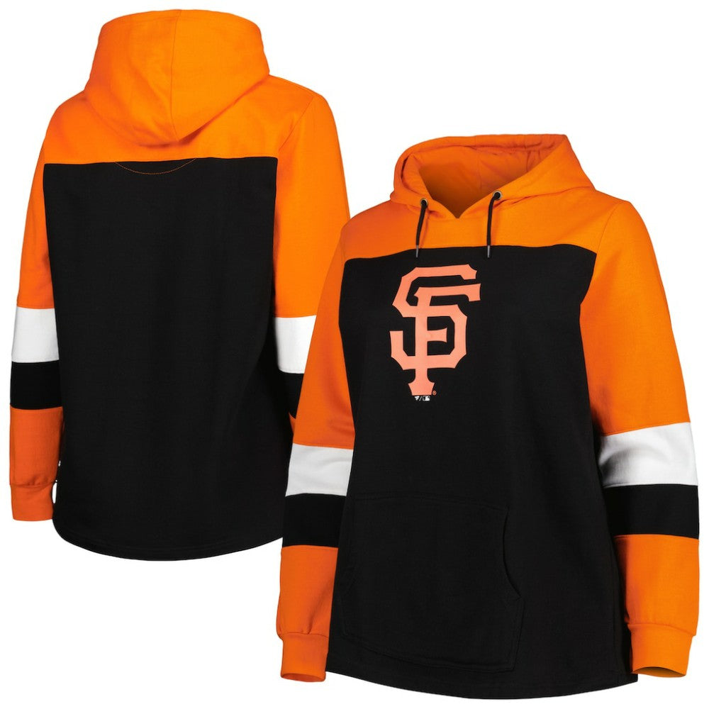 San Francisco Giants Women's Plus Size Colorblock Pullover Hoodie - Black Hoodies