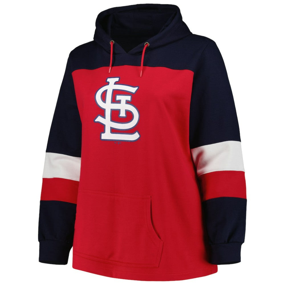St. Louis Cardinals Women's Plus Size Colorblock Pullover Hoodie - Red Hoodies