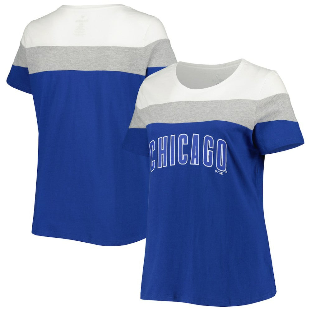 Chicago Cubs Women's Plus Size Colorblock T-Shirt - Royal/Heather Gray T-shirts