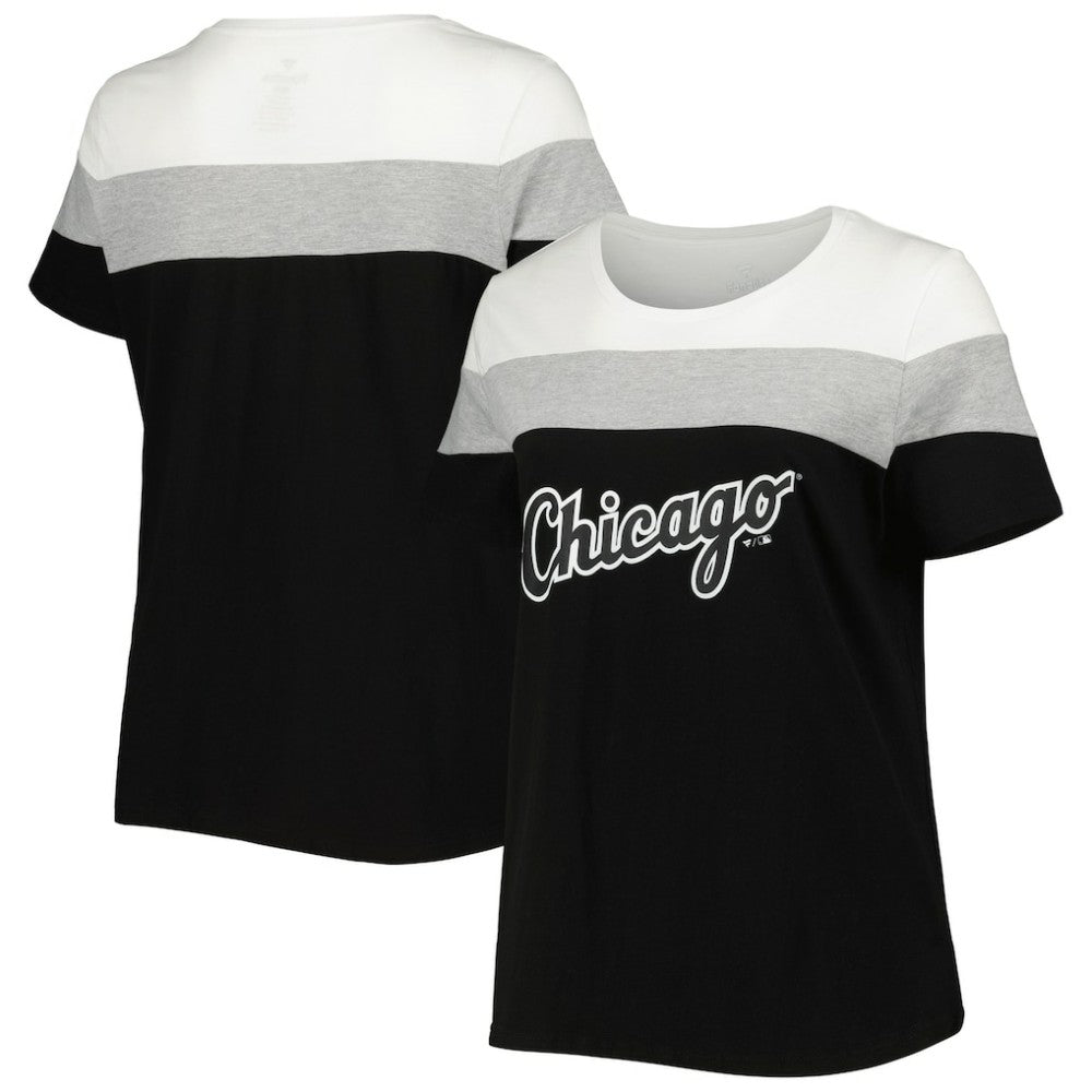 Chicago White Sox Women's Plus Size Colorblock T-Shirt - Black/Heather Gray T-shirts