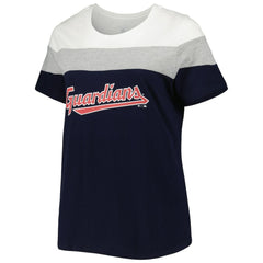 Cleveland Guardians Women's Plus Size Colorblock T-Shirt - Navy/Heather Gray T-shirts