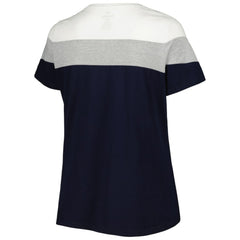 Cleveland Guardians Women's Plus Size Colorblock T-Shirt - Navy/Heather Gray T-shirts