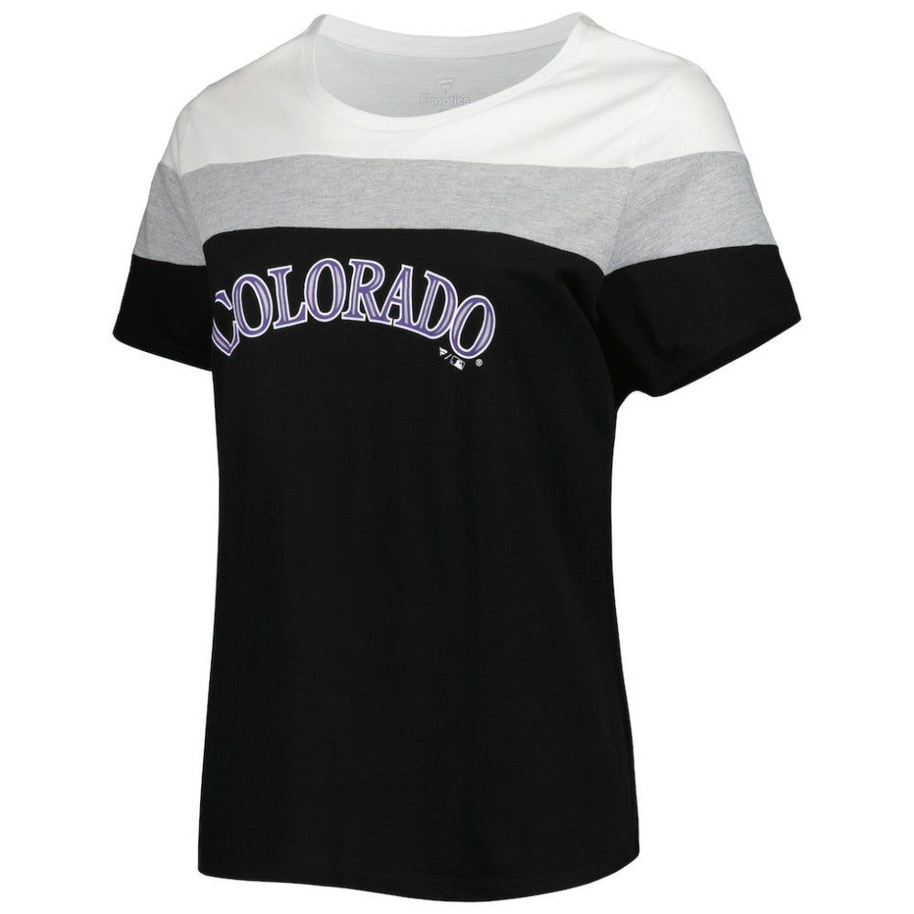 Colorado Rockies Women's Plus Size Colorblock T-Shirt - White/Black T-shirts