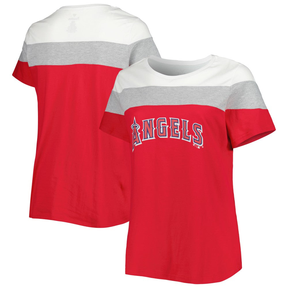 Los Angeles Angels Women's Plus Size Colorblock T-Shirt - White/Red T-shirts