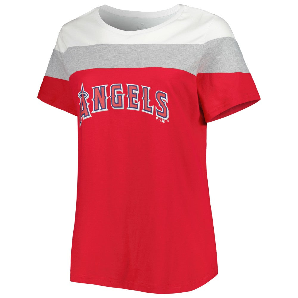 Los Angeles Angels Women's Plus Size Colorblock T-Shirt - White/Red T-shirts