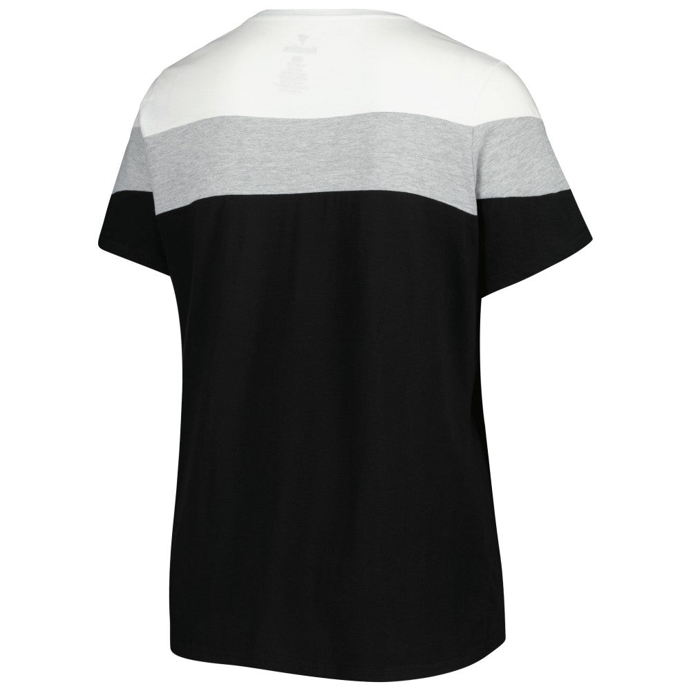 Miami Marlins Women's Plus Size Colorblock T-Shirt - White/Black T-shirts