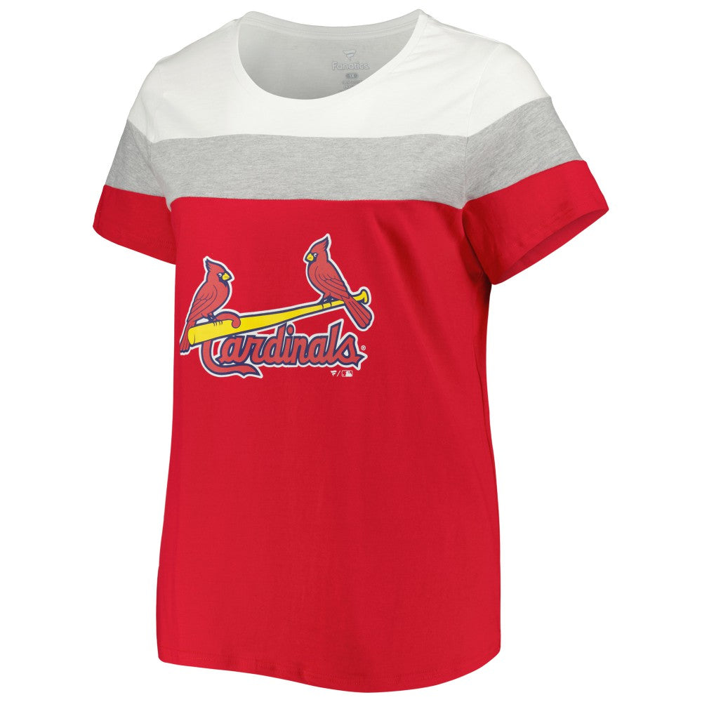 St. Louis Cardinals Women's Plus Size Colorblock T-Shirt - Red/Heather Gray T-shirts
