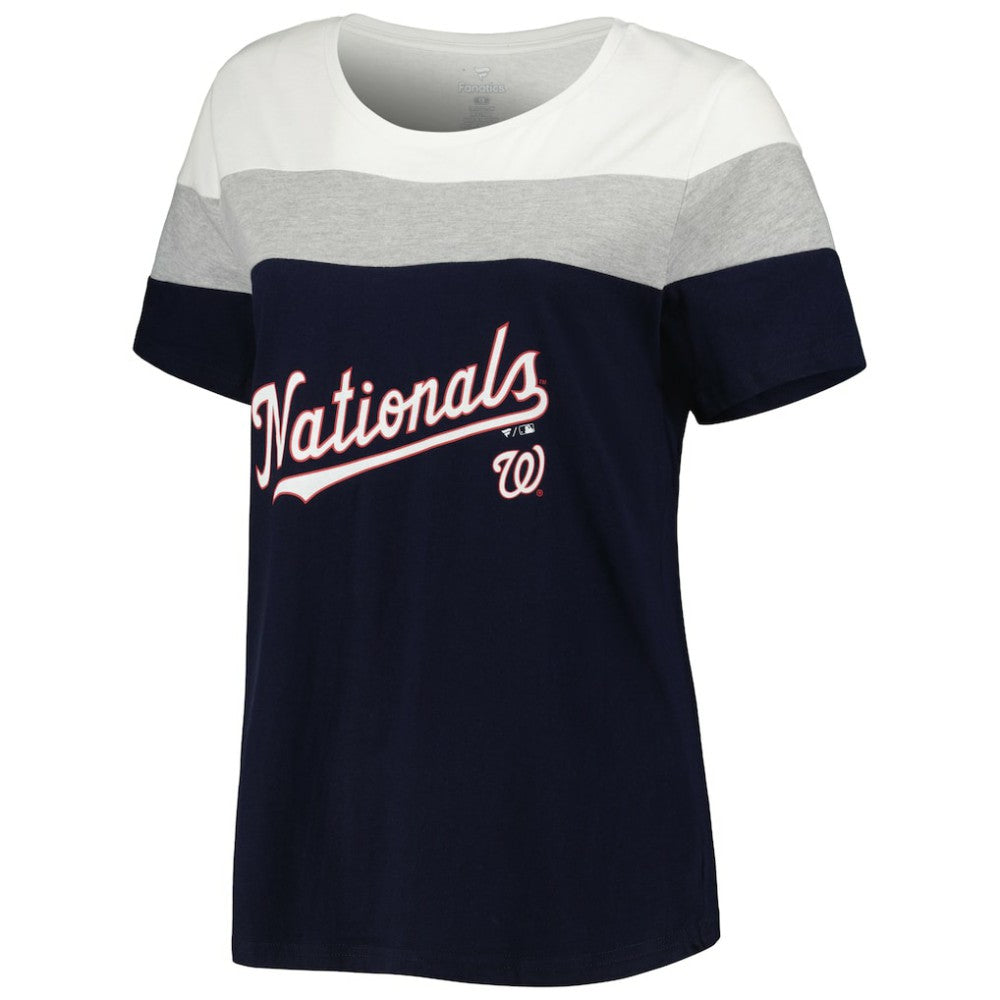 Washington Nationals Women's Plus Size Colorblock T-Shirt - Navy/Heather Gray T-shirts
