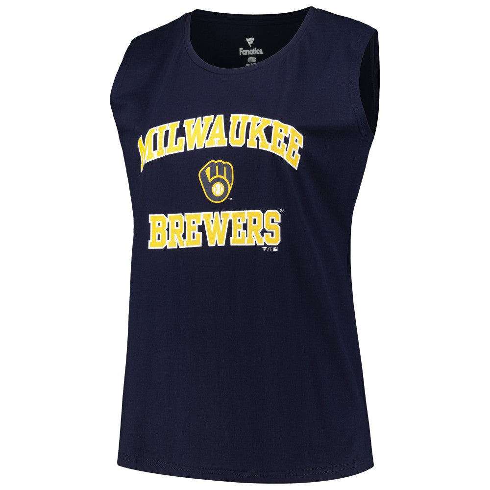 Milwaukee Brewers Profile Women's Plus Size Tank Top - Navy Tanks
