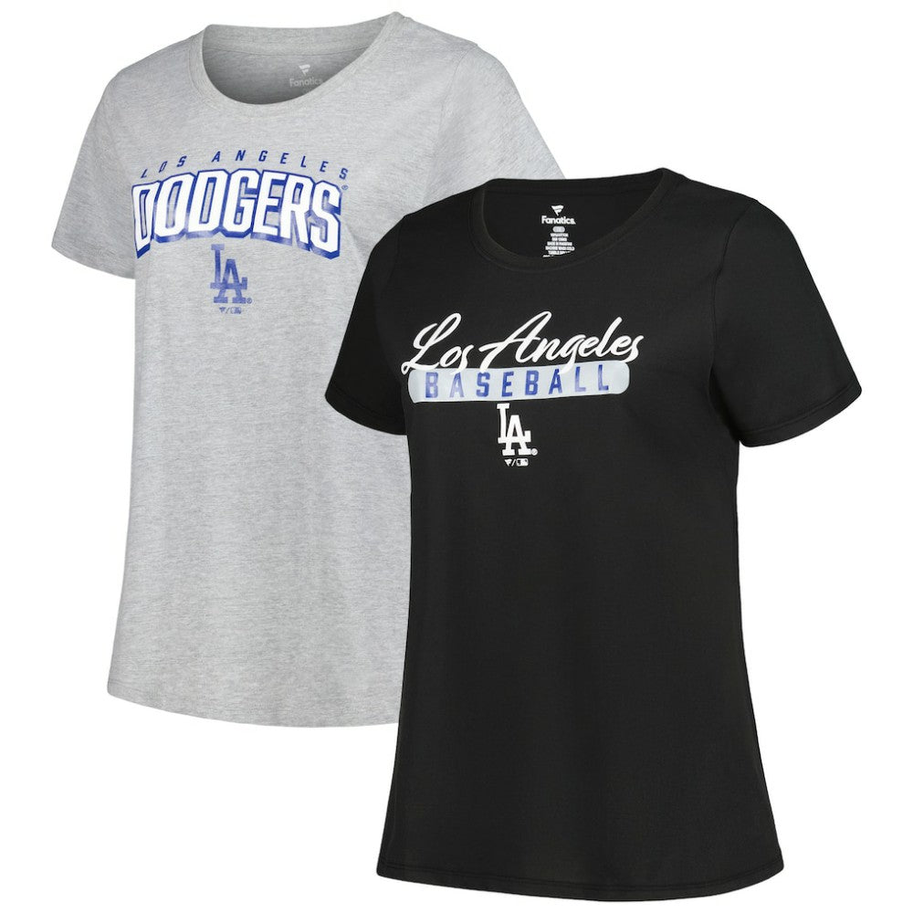 Los Angeles Dodgers Profile Women's Plus Size T-Shirt Combo Pack - Black/Heather Gray T-shirts