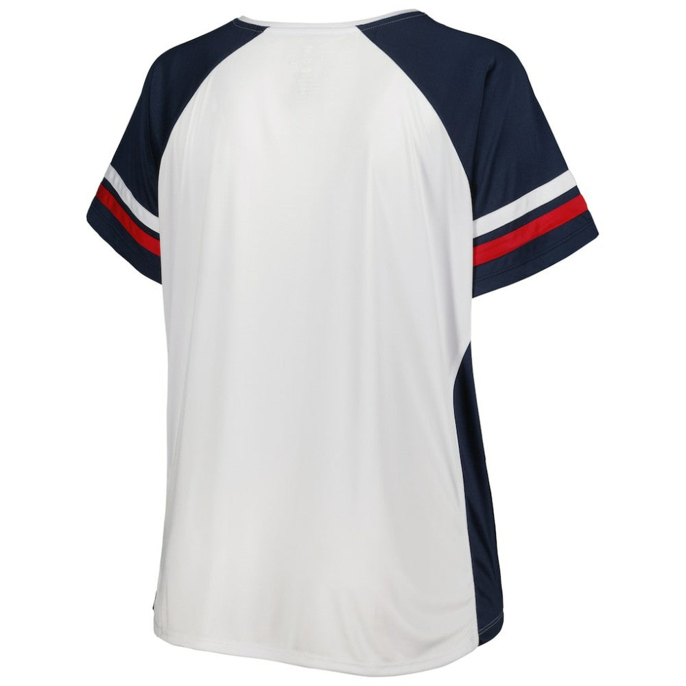 Washington Nationals Women's Plus Size Notch Neck T-Shirt - White/Navy T-shirts