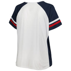 Washington Nationals Women's Plus Size Notch Neck T-Shirt - White/Navy T-shirts