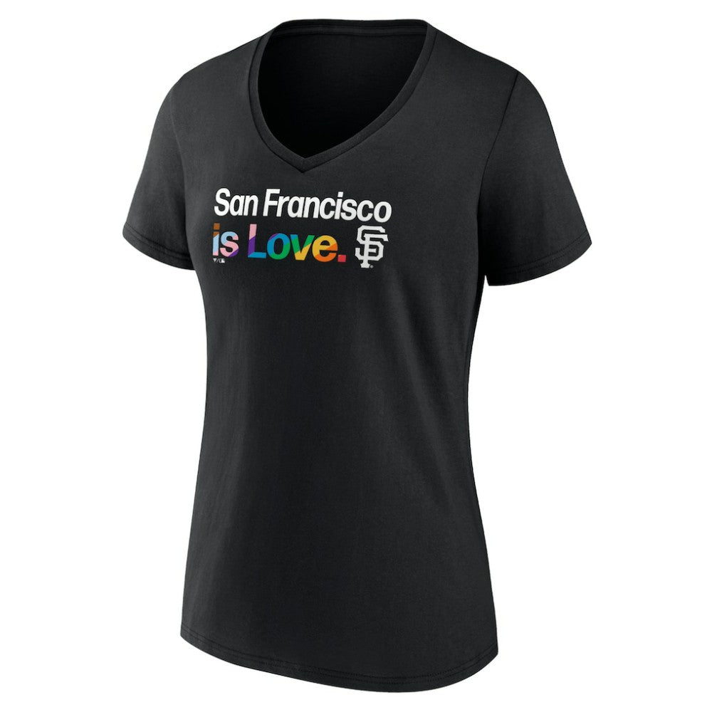 San Francisco Giants Profile Women's Plus Size Pride V-Neck T-Shirt - Black T-shirts