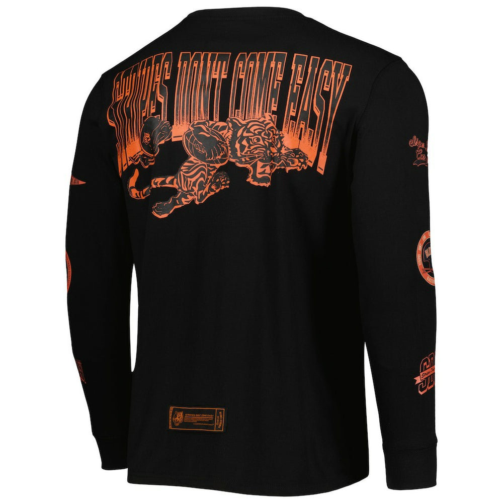 Cincinnati Bengals x BlaCkOWned Unisex Stripes Don't Come Easy Long Sleeve T-Shirt Black