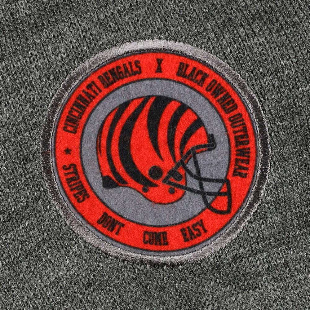 Cincinnati Bengals x BlaCkOWned Stripes Don't Come Easy Pullover Hoodie Gray