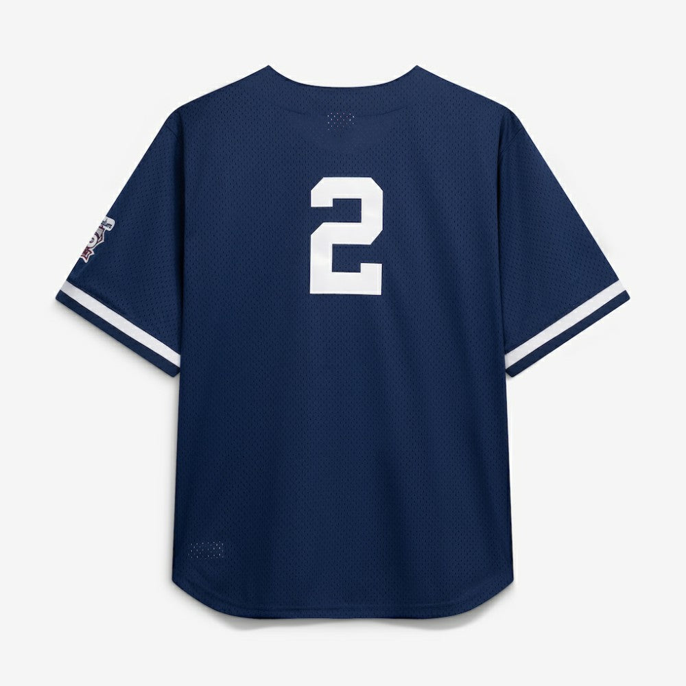 Derek Jeter New York Yankees Mitchell & Ness Cooperstown Collection Mesh Batting Practice Button-Up Jersey - Navy Jerseys