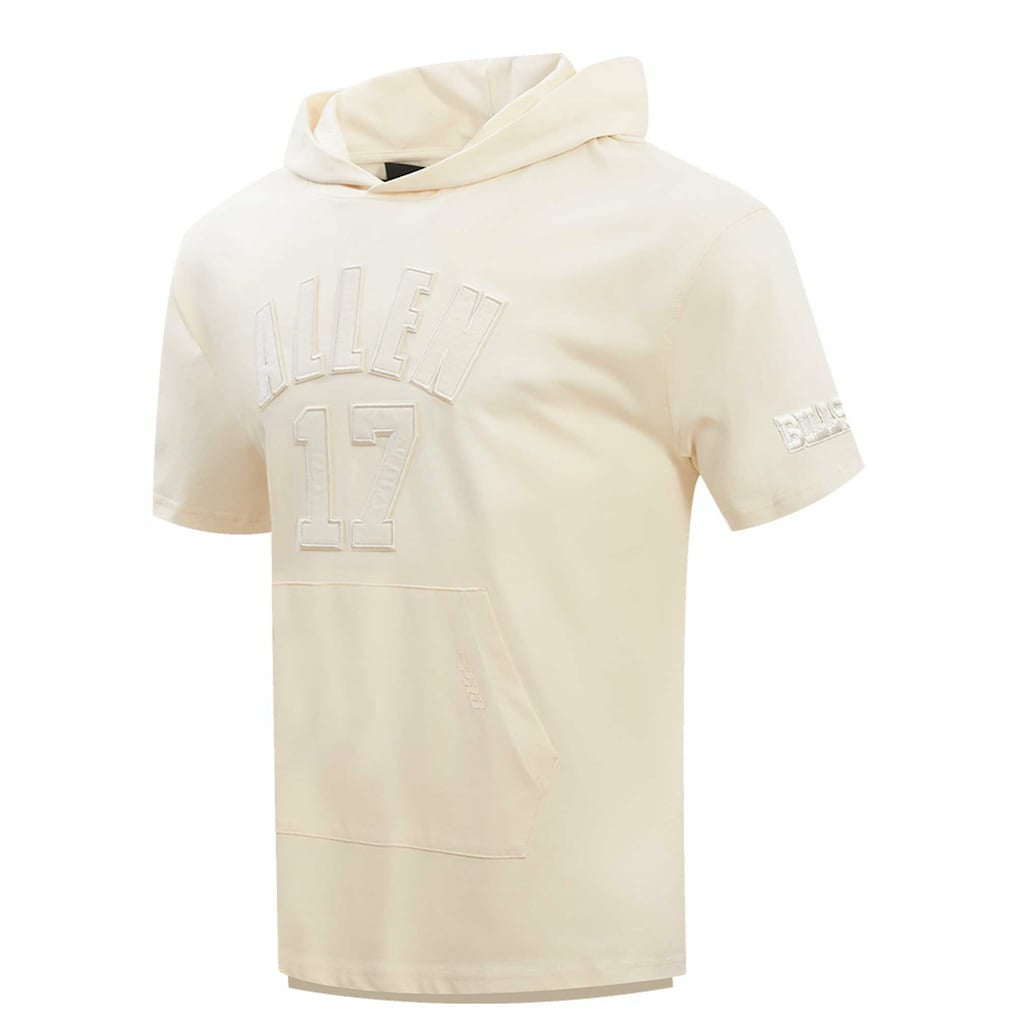 Josh Allen Buffalo Bills Player Name & Number Neutral Short Sleeve Pullover Hoodie Oatmeal
