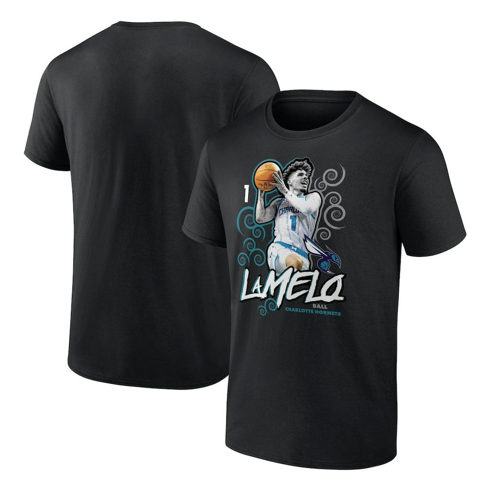 LaMelo Ball Charlotte Hornets Player Name & Number Competitor T-Shirt Black