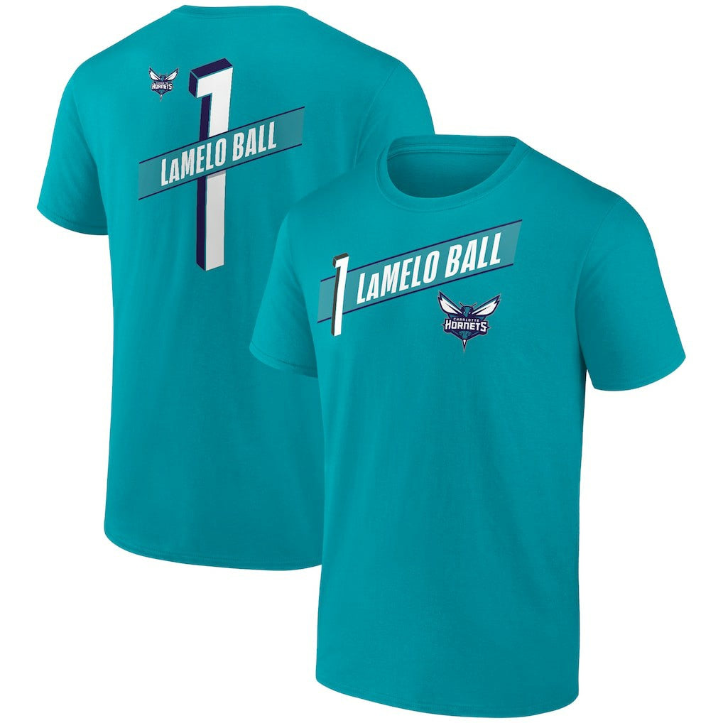LaMelo Ball Charlotte Hornets Full-Court Press Name & Number T-Shirt Aqua
