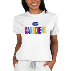 NHL Montreal Canadiens Concepts Sport Women's Tri-Blend Mainstream Terry Short Sleeve Sweatshirt Top - Oatmeal