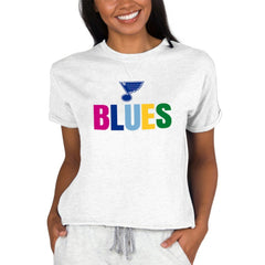 NHL St. Louis Blues Concepts Sport Women's Tri-Blend Mainstream Terry Short Sleeve Sweatshirt Top - Oatmeal