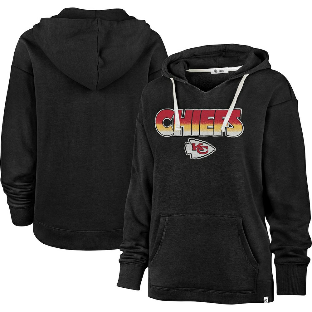 Kansas City Chiefs '47 Women's Color Rise Kennedy Pullover Hoodie Black