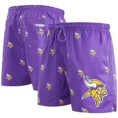 Minnesota Vikings Pro Standard Allover Print Mini Logo Shorts Purple