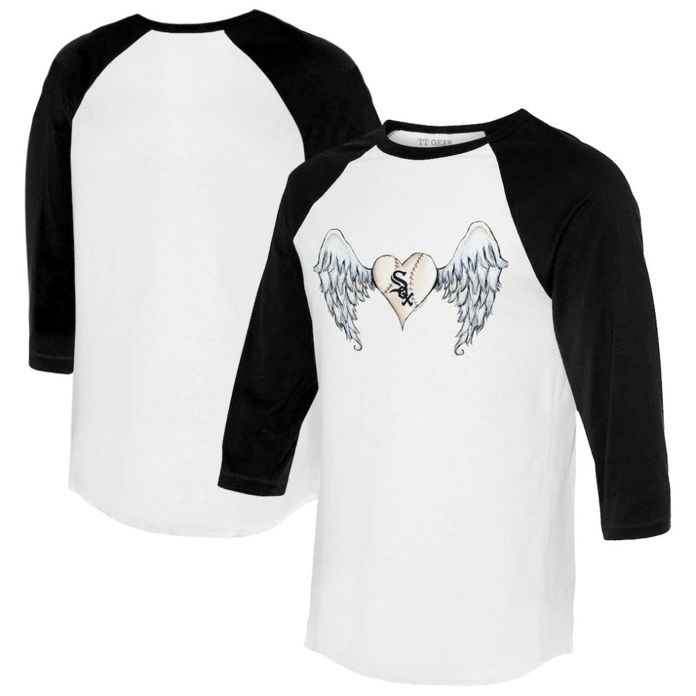 Chicago White Sox Tiny Turnip Women's Angel Wings 3/4-Sleeve Raglan T-Shirt - White/Black T-shirts
