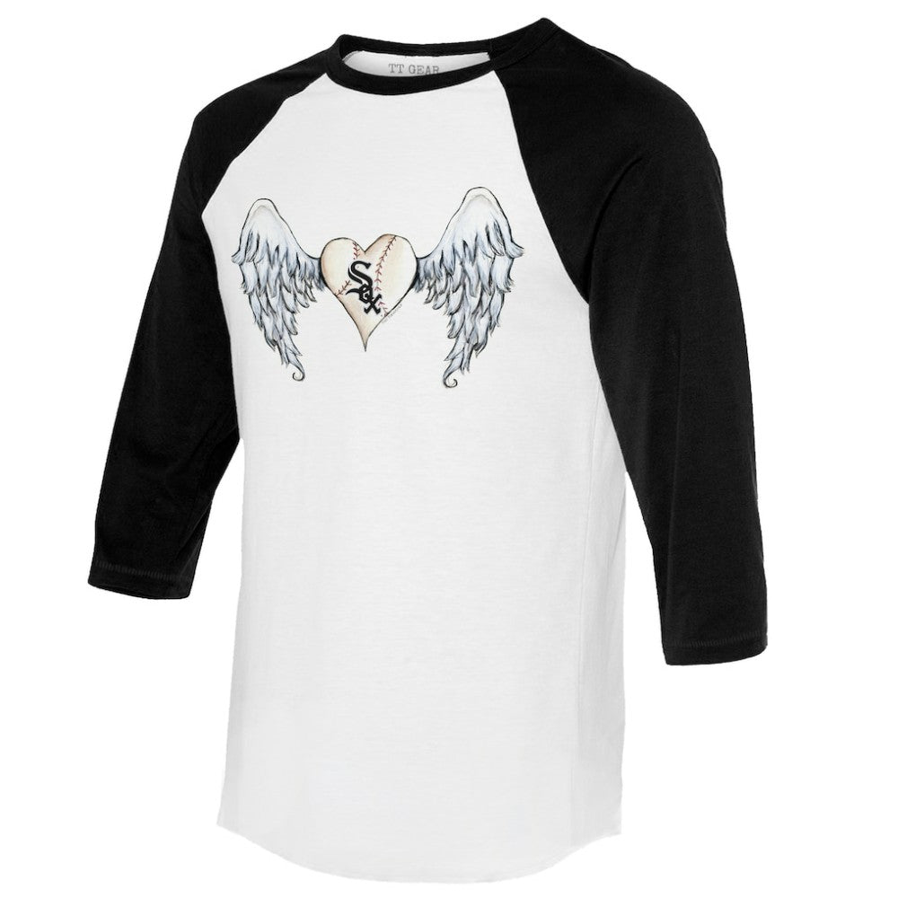 Chicago White Sox Tiny Turnip Women's Angel Wings 3/4-Sleeve Raglan T-Shirt - White/Black T-shirts
