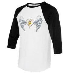 Pittsburgh Pirates Tiny Turnip Women's Angel Wings 3/4-Sleeve Raglan T-Shirt - White/Black T-shirts
