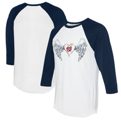 Washington Nationals Tiny Turnip Women's Angel Wings 3/4-Sleeve Raglan T-Shirt - White/Navy T-shirts