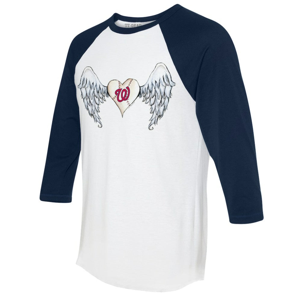 Washington Nationals Tiny Turnip Women's Angel Wings 3/4-Sleeve Raglan T-Shirt - White/Navy T-shirts