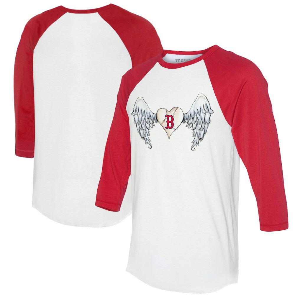 Boston Red Sox Tiny Turnip Women's Angel Wings 3/4-Sleeve Raglan T-Shirt - White/Red T-shirts