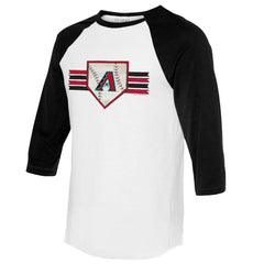 Arizona Diamondbacks Tiny Turnip Women's Base Stripe 3/4-Sleeve Raglan T-Shirt - White/Black T-shirts