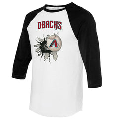 Arizona Diamondbacks Tiny Turnip Women's Baseball Tear 3/4-Sleeve Raglan T-Shirt - White/Black T-shirts