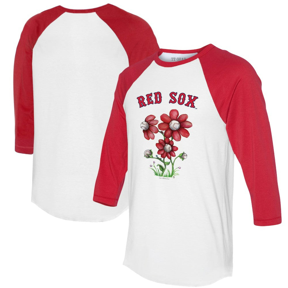 Boston Red Sox Tiny Turnip Women's Blooming Baseballs 3/4-Sleeve Raglan T-Shirt - White/Red T-shirts