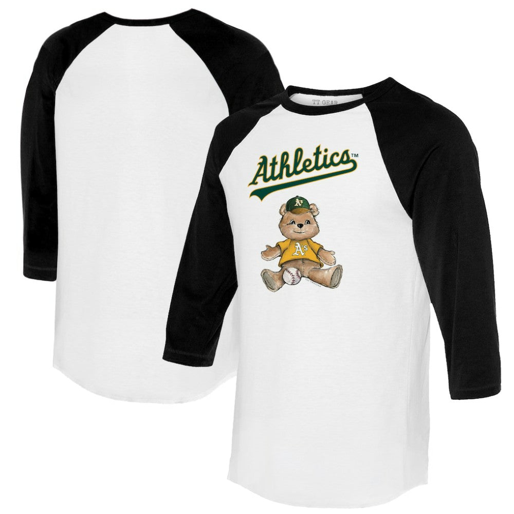 Athletics Tiny Turnip Women's Teddy Boy 3/4-Sleeve Raglan T-Shirt - White/Black T-shirts