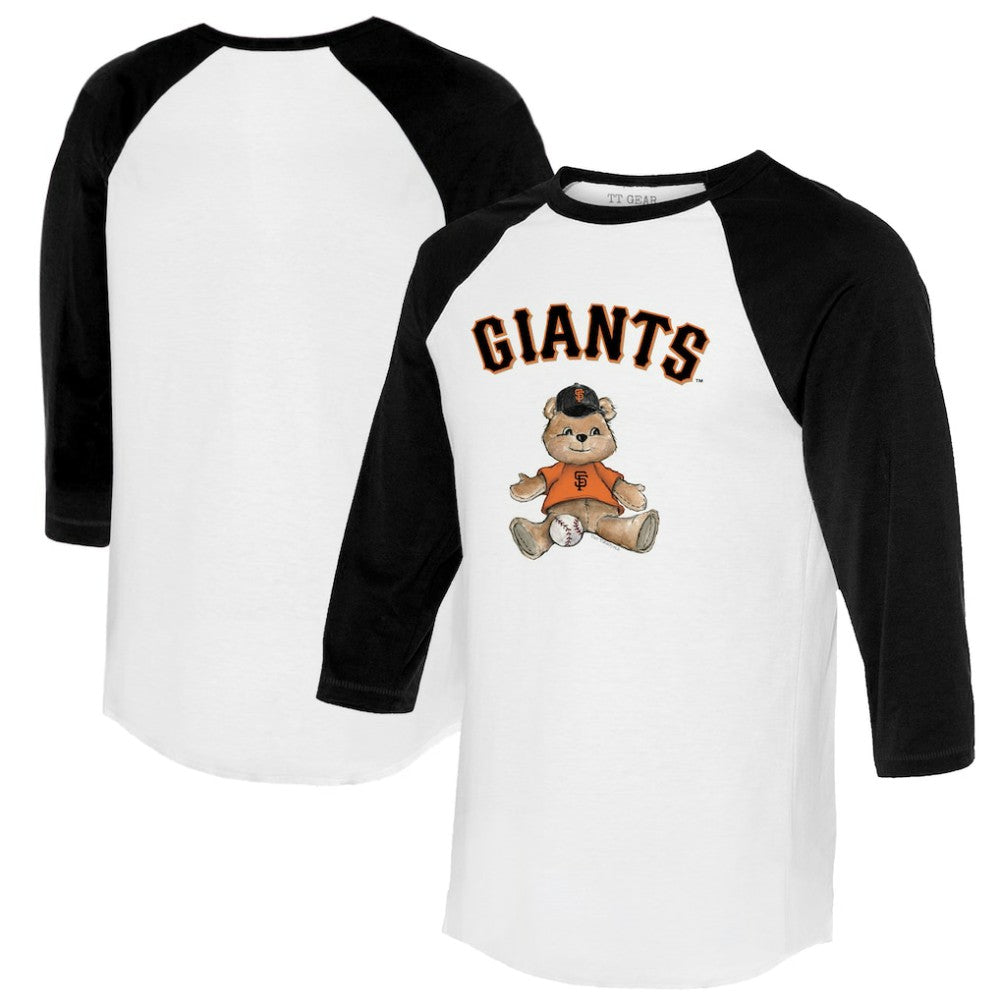 San Francisco Giants Tiny Turnip Women's Teddy Boy 3/4-Sleeve Raglan T-Shirt - White/Black T-shirts