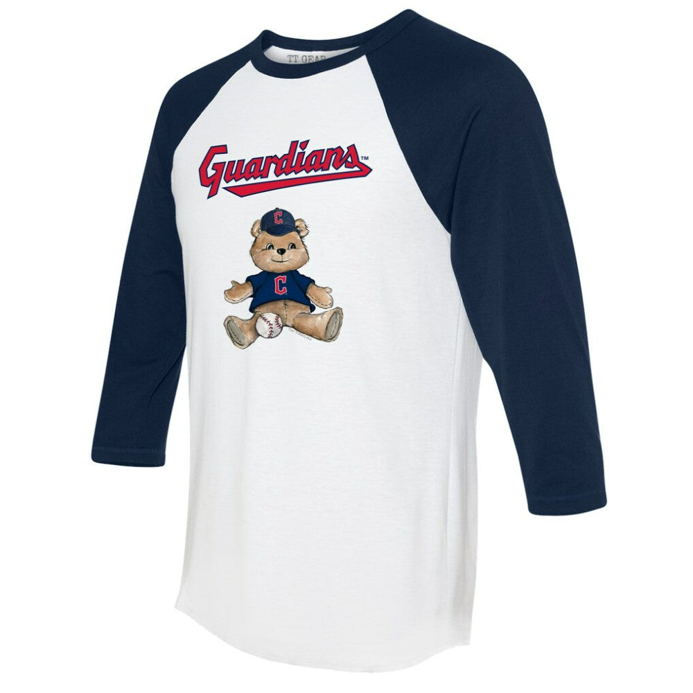 Cleveland Guardians Tiny Turnip Women's Teddy Boy 3/4-Sleeve Raglan T-Shirt - White/Navy T-shirts