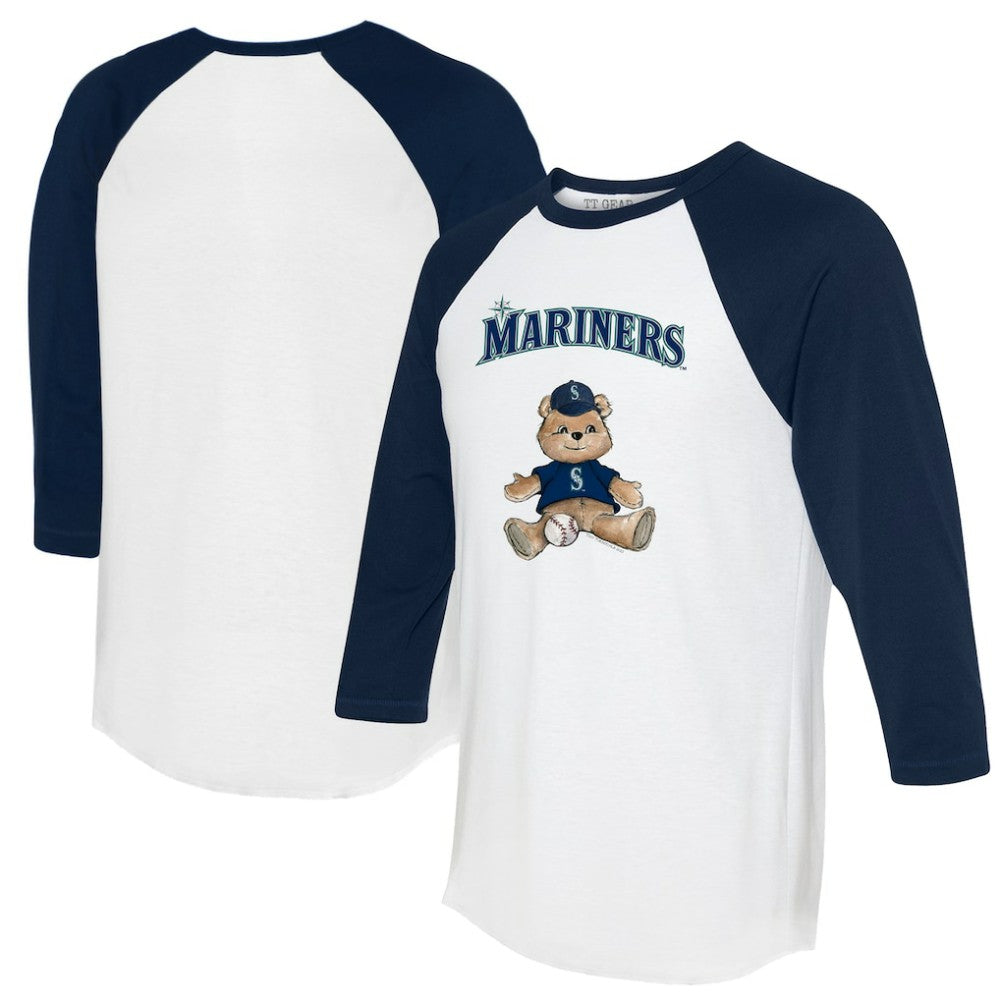 Seattle Mariners Tiny Turnip Women's Teddy Boy 3/4-Sleeve Raglan T-Shirt - White/Navy T-shirts