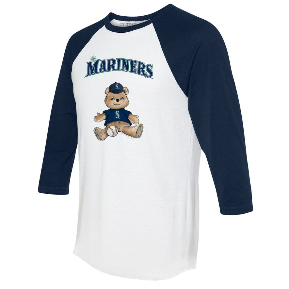 Seattle Mariners Tiny Turnip Women's Teddy Boy 3/4-Sleeve Raglan T-Shirt - White/Navy T-shirts