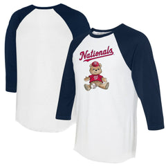 Washington Nationals Tiny Turnip Women's Teddy Boy 3/4-Sleeve Raglan T-Shirt - White/Navy T-shirts