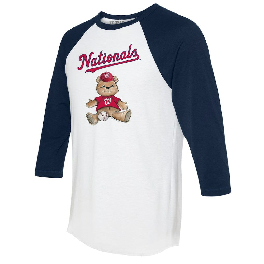 Washington Nationals Tiny Turnip Women's Teddy Boy 3/4-Sleeve Raglan T-Shirt - White/Navy T-shirts
