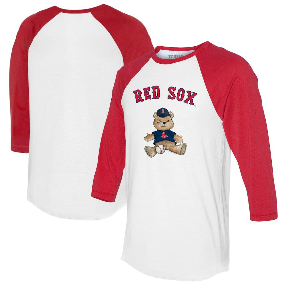 Boston Red Sox Tiny Turnip Women's Teddy Boy 3/4-Sleeve Raglan T-Shirt - White/Red T-shirts