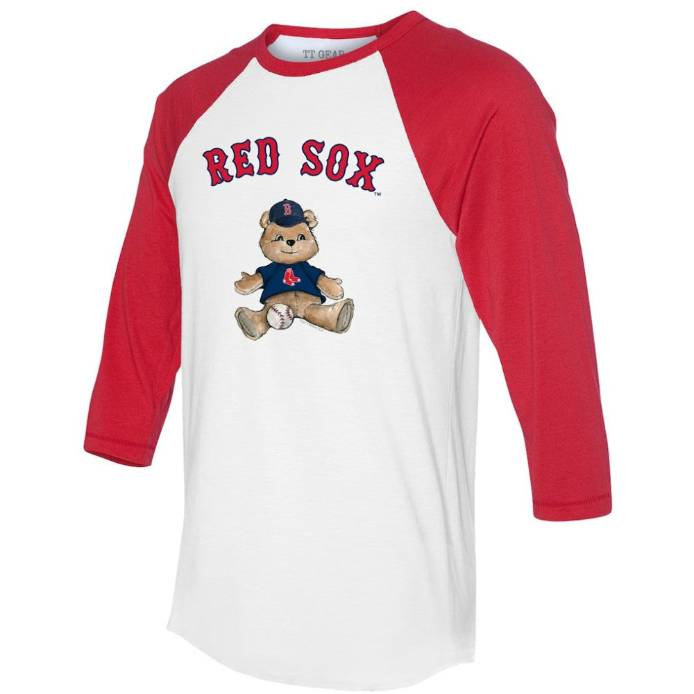 Boston Red Sox Tiny Turnip Women's Teddy Boy 3/4-Sleeve Raglan T-Shirt - White/Red T-shirts