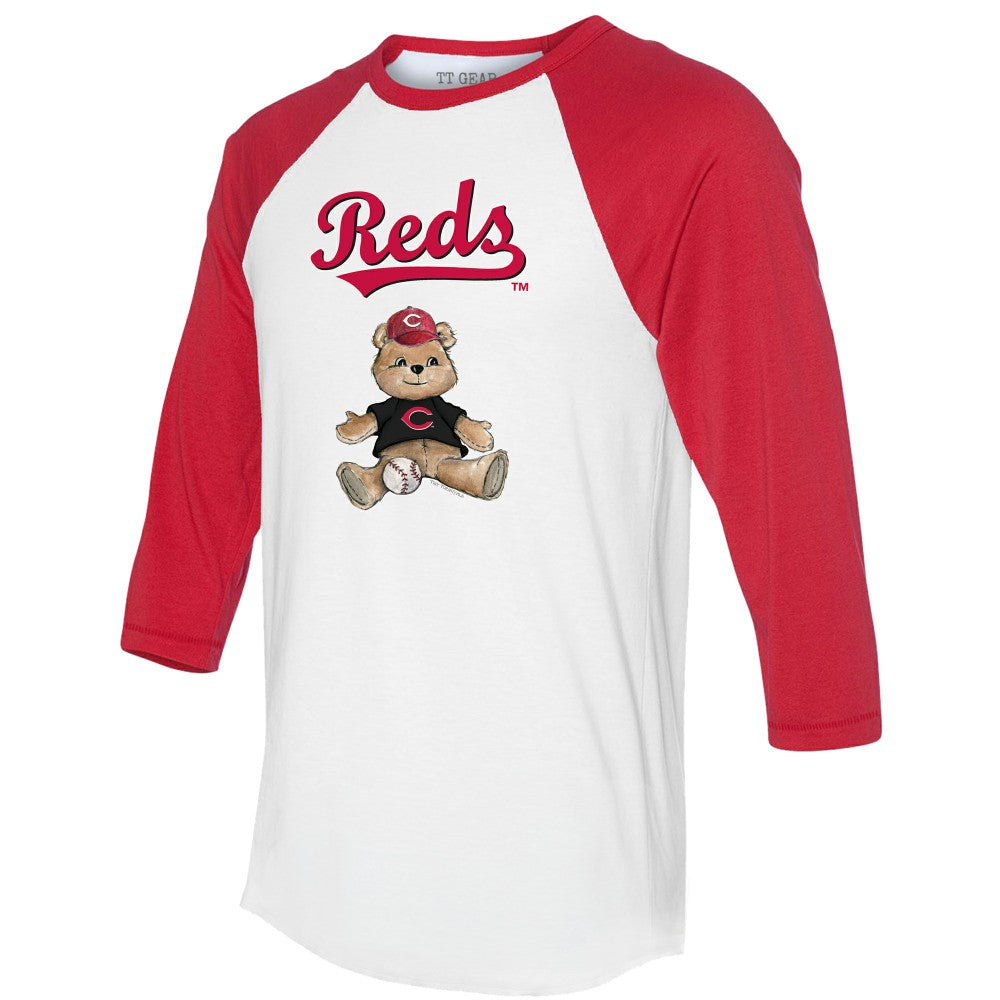 Cincinnati Reds Tiny Turnip Women's Teddy Boy 3/4-Sleeve Raglan T-Shirt - White/Red T-shirts
