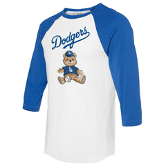Los Angeles Dodgers Tiny Turnip Women's Teddy Boy 3/4-Sleeve Raglan T-Shirt - White/Royal T-shirts
