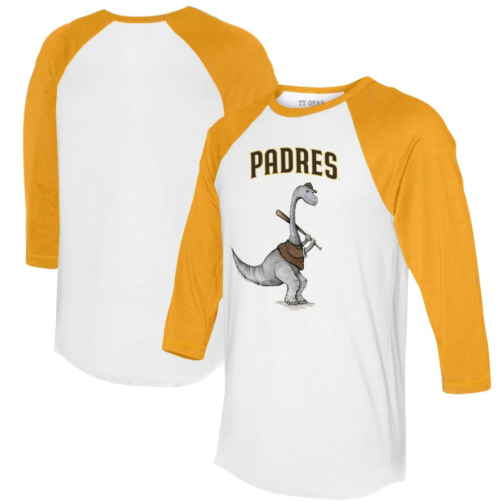 San Diego Padres Tiny Turnip Women's Bronto 3/4-Sleeve Raglan T-Shirt - White/Gold T-shirts