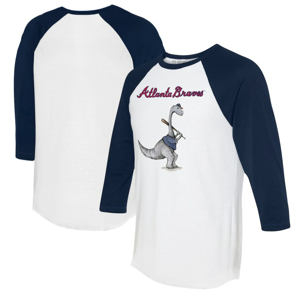 Atlanta Braves Tiny Turnip Women's Bronto 3/4-Sleeve Raglan T-Shirt - White/Navy T-shirts