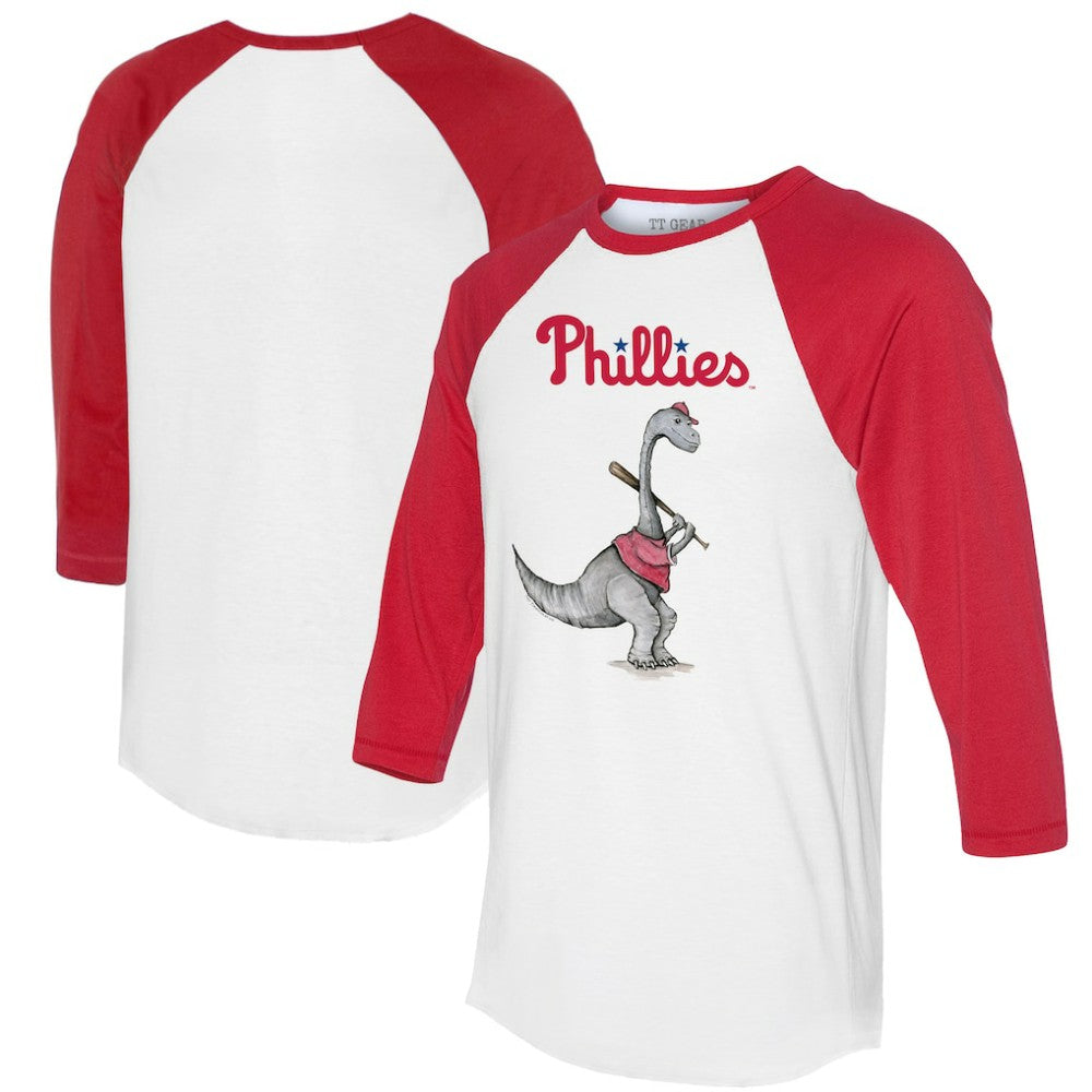 Philadelphia Phillies Tiny Turnip Women's Bronto 3/4-Sleeve Raglan T-Shirt - White/Red T-shirts